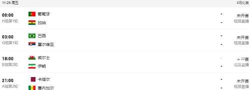 2022世界杯赛程时间表北京时间几点